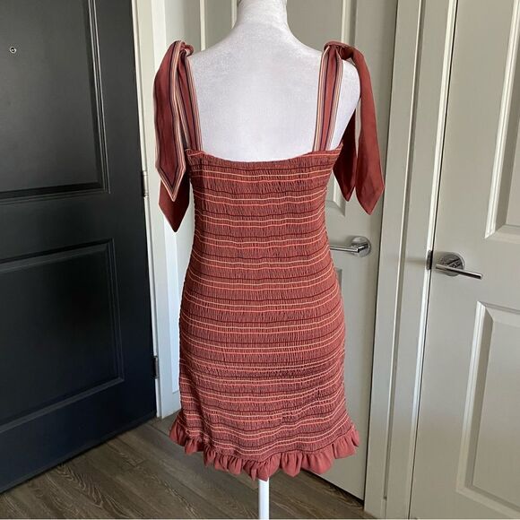 Storia Mauve Pink Stretch Bodycon Mini Sundress with Tie Straps Size L - Picture 3 of 9